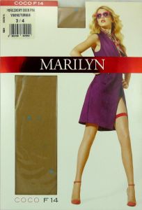 Marilyn COCO F14 R3/4 pończochy samonośne turkus kropki